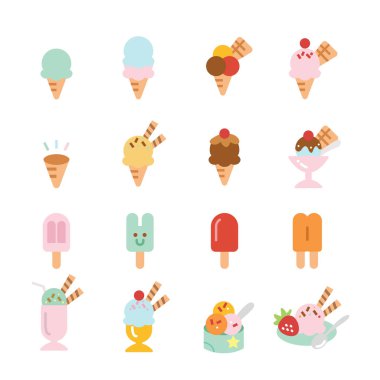 dondurma düz icon.set tasarım elemanı.