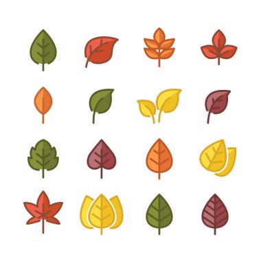 yaprak düz simge.tasarım öğesi kümesi.