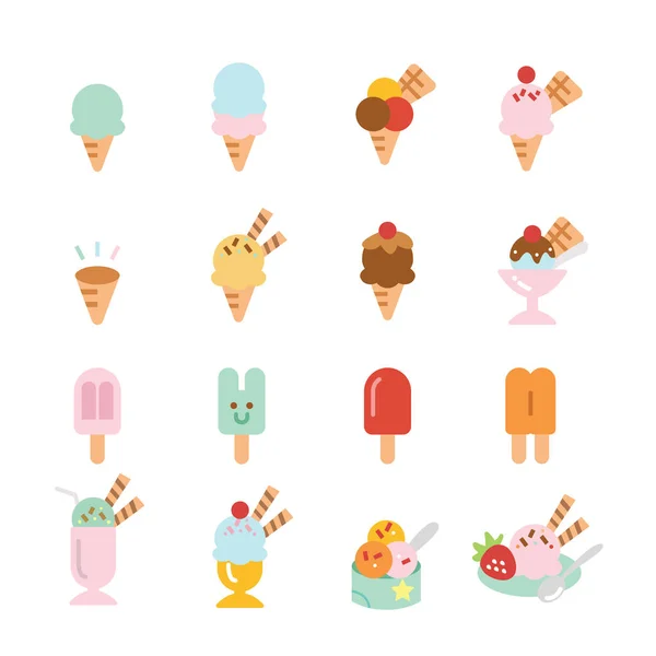 Helado plano icon.set de elemento de diseño . — Vector de stock