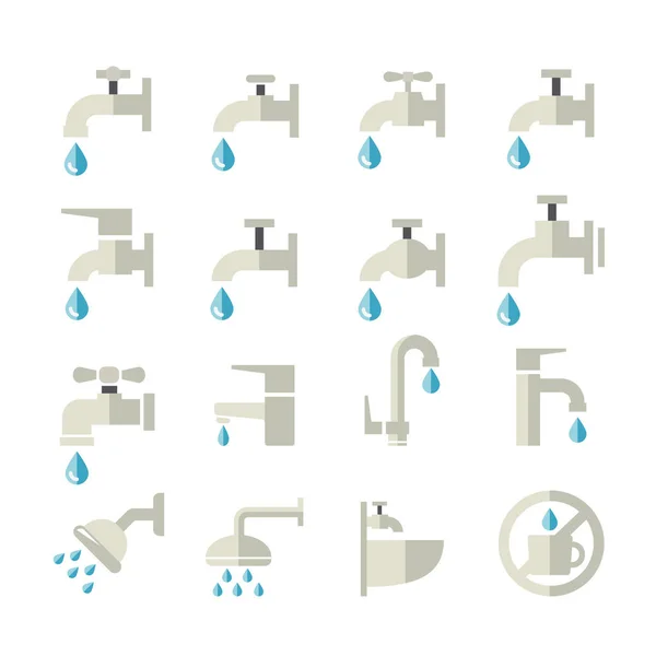 Faucet flat icon.set of design element. — Stock Vector