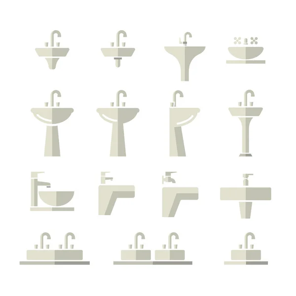 Fregadero plano icon.set de elemento de diseño. — Archivo Imágenes Vectoriales