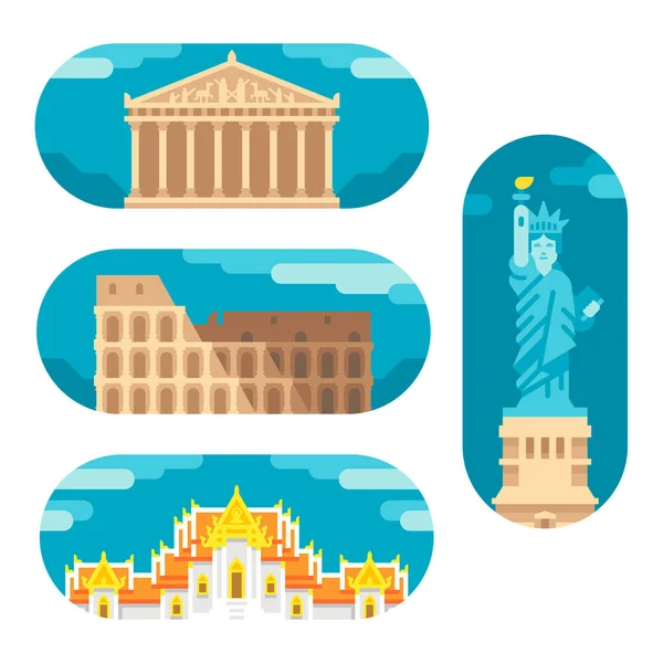 Monumentos de diseño plano — Vector de stock