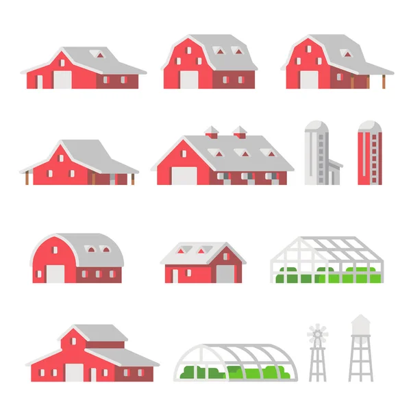 Granjas de diseño plano granja aislada — Vector de stock