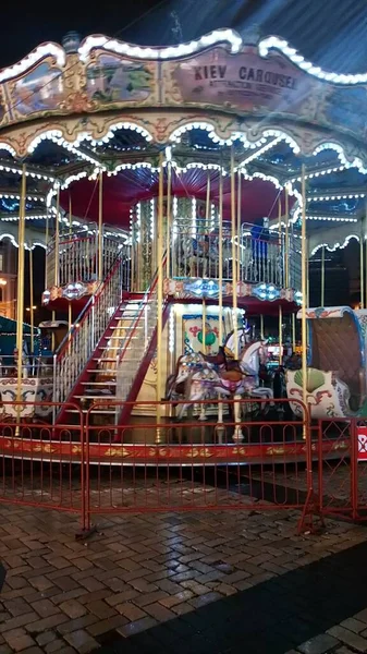 Christmas Carousel Sofiyivska Square Kyiv Winter — Stock Photo, Image
