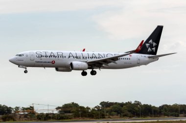 Luqa, Malta - 2 Ekim 2018: Star Alliance (THY) Boeing 737-8f2 (Reg: Tc-Jhc) iniş pisti 31.