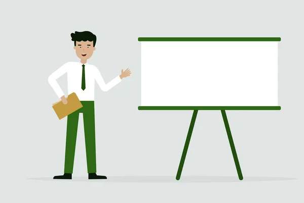 business man with chart presentation, flat animation design.