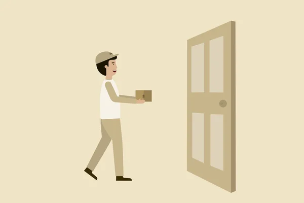 航运男子与门 平面动画设计 — 图库矢量图片