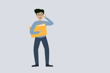 Ofiste belge tutan ve cep telefonu arayan bir İş Adamı