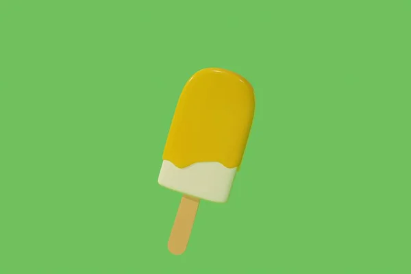 绿色背景的芒果冰淇淋 3D插图渲染 — 图库照片