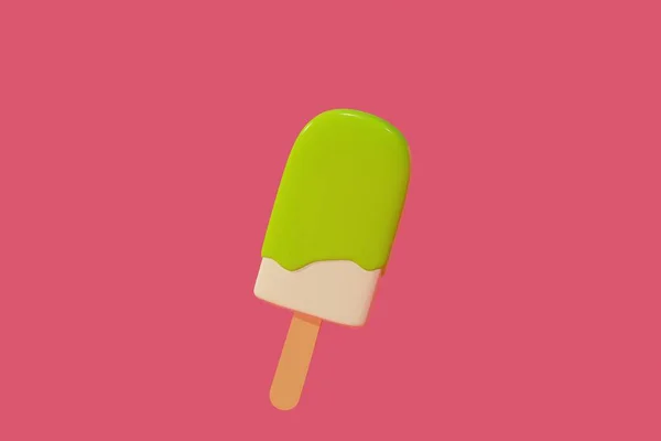 ice-cream lemon fruits flavor on pink background, 3d illustration summer holiday concept.