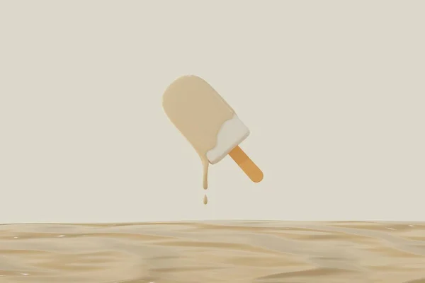 Ice cream Vanilla flavor on white background, 3d illustration image render.