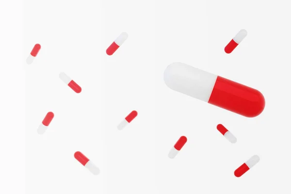 Κόκκινο Και Λευκό Φάρμακο Ιατρική Κάψουλα Στο Έδαφος Εικόνα Απεικόνισης — Φωτογραφία Αρχείου