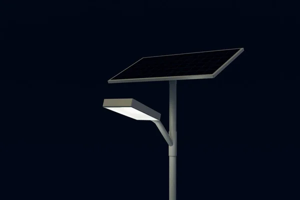 Gece Karanlığında Güneş Enerjili Sokak Lambası Direği Resimleme Nesnesi — Stok fotoğraf