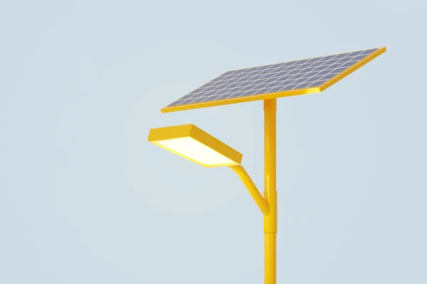 太陽電池でストリートライトポール省電力 3Dイラスト — ストック写真
