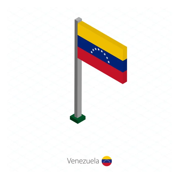 Venezuela Flag Flagpole Isometric Dimension Isometric Blue Background Vector Illustration — Stock Vector
