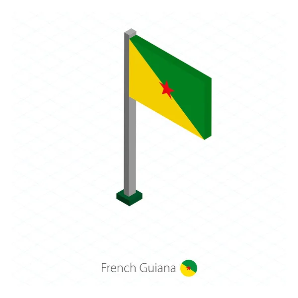 Francouzská Guyana Vlajka Stožáru Izometrické Dimenzi Izometrické Modré Pozadí Vektorové — Stockový vektor