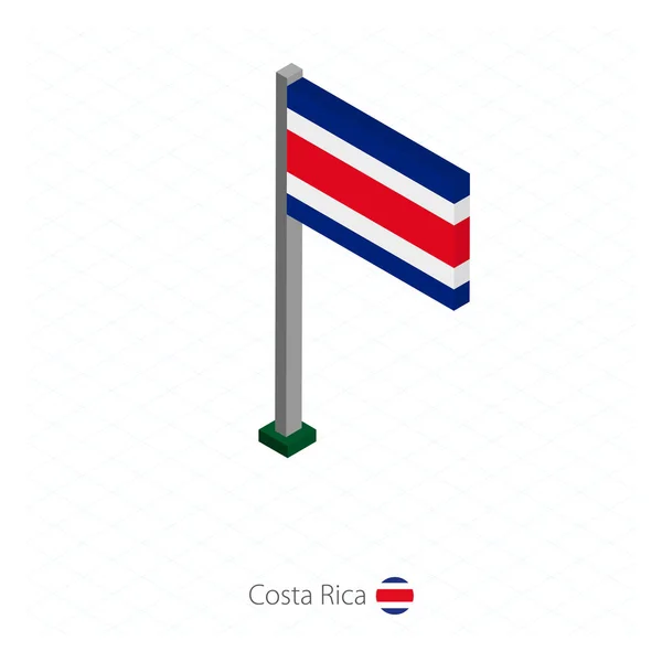 Costa Rica Flagge Auf Fahnenmast Isometrischer Dimension Isometrischer Blauer Hintergrund — Stockvektor