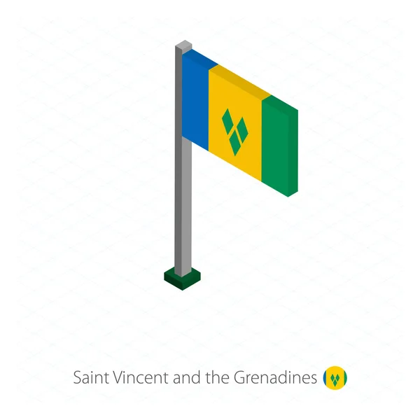 San Vicente Las Granadinas Bandera Asta Bandera Dimensión Isométrica Fondo — Archivo Imágenes Vectoriales