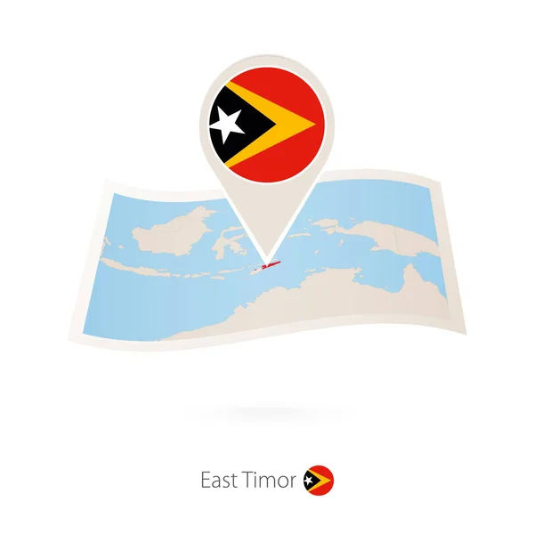 Бумажная Карта Восточного Тимора Значком Флага Восточного Тимора Векторная Миграция — стоковый вектор