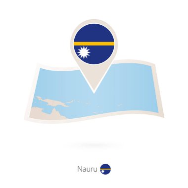 Kağıt bayrak iğne Nauru ile Nauru Haritası katlanmış. Vektör çizim