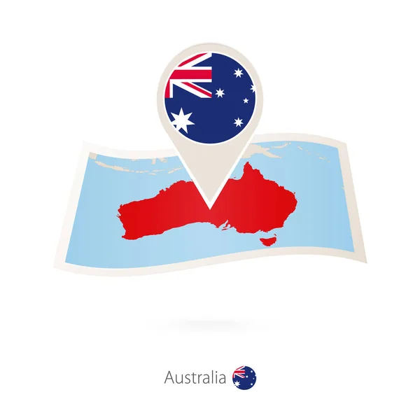 Carte Papier Pliée Australie Avec Épinglette Drapeau Australie Illustration Vectorielle — Image vectorielle