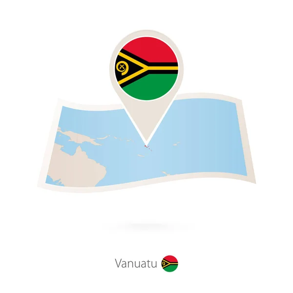 Carte Papier Pliée Vanuatu Avec Broche Drapeau Vanuatu Illustration Vectorielle — Image vectorielle