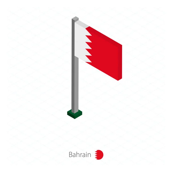 Bandiera Bahrein Flagpole Dimensione Isometrica Sfondo Azzurro Isometrico Illustrazione Vettoriale — Vettoriale Stock