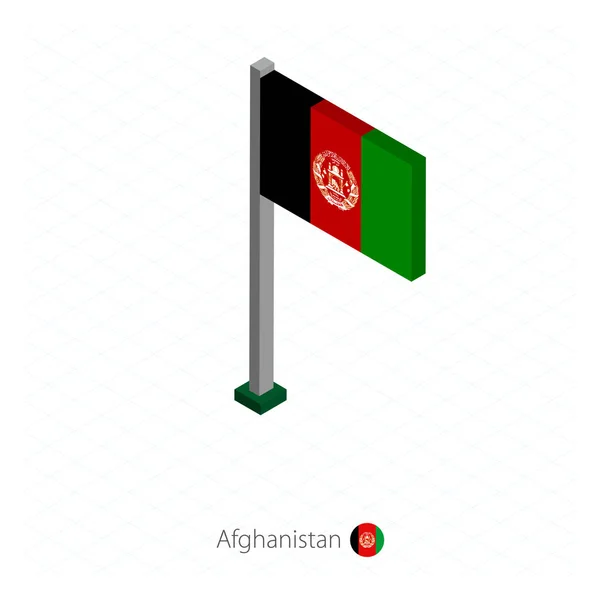Afghanistan Flag Flagpole Isometric Dimension Isometric Blue Background Vector Illustration — Stock Vector