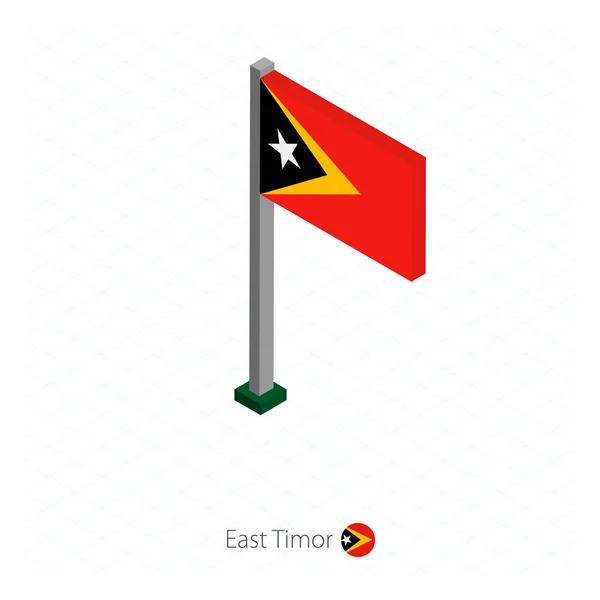 Timor Oriental Bandera Asta Bandera Dimensión Isométrica Fondo Azul Isométrico — Vector de stock