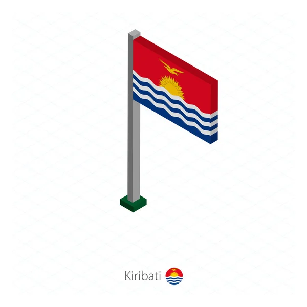 Kiribati Bandera Asta Bandera Dimensión Isométrica Fondo Azul Isométrico Ilustración — Vector de stock