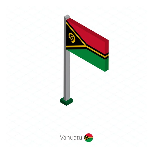 Vlag Van Vanuatu Vlaggenmast Isometrische Dimensie Isometrische Blauwe Achtergrond Vectorillustratie — Stockvector