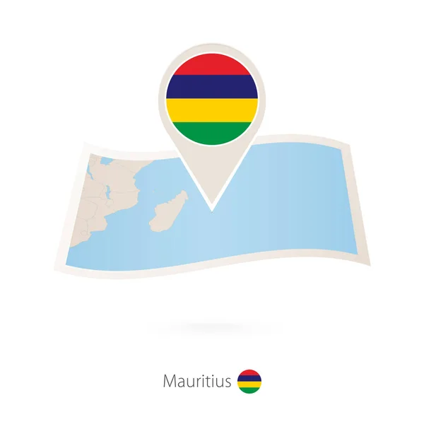 Διπλωμένο Χαρτί Χάρτης Μαυρίκιος Σημαία Καρφίτσα Του Μαυρίκιου Εικονογράφηση Διάνυσμα — Διανυσματικό Αρχείο