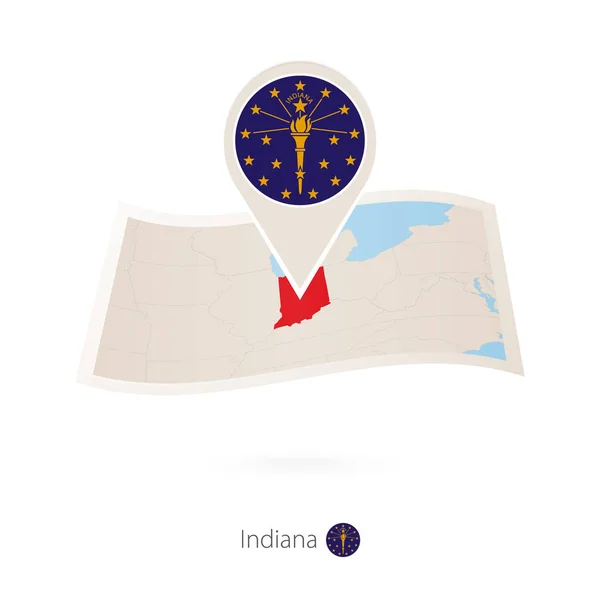 Складная Бумажная Карта Штата Индиана Флагом Индианы Векторная Миграция — стоковый вектор