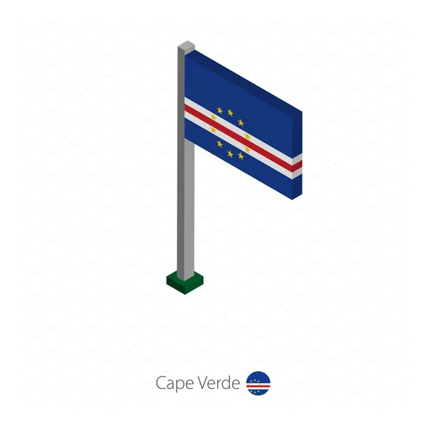 Bandera Cabo Verde Asta Bandera Dimensión Isométrica Fondo Azul Isométrico — Vector de stock