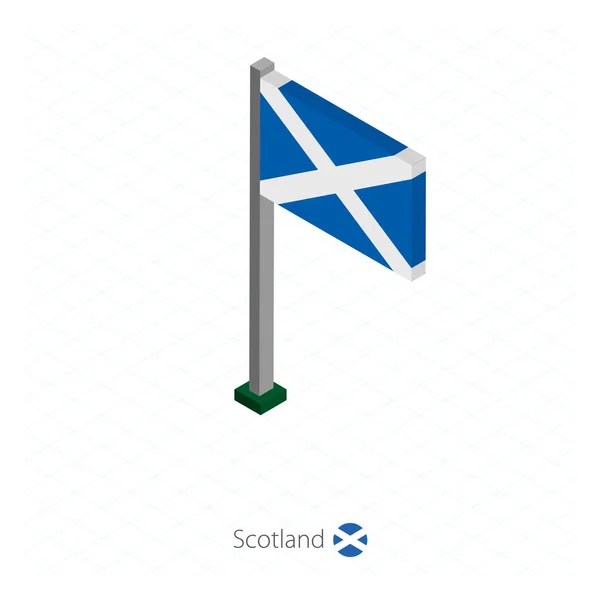 Bandeira Escócia Flagpole Dimensão Isométrica Fundo Azul Isométrico Ilustração Vetorial —  Vetores de Stock