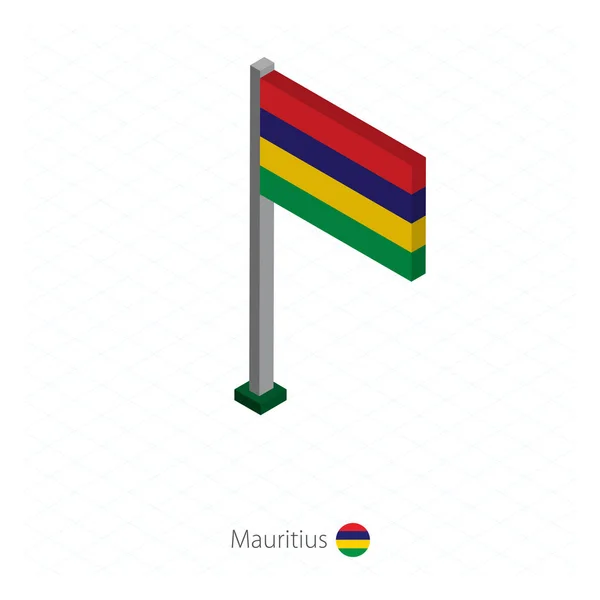 Μαυρίκιος Σημαία Στο Κοντάρι Σημαίας Ισομετρική Διάσταση Ισομετρική Μπλε Φόντο — Διανυσματικό Αρχείο
