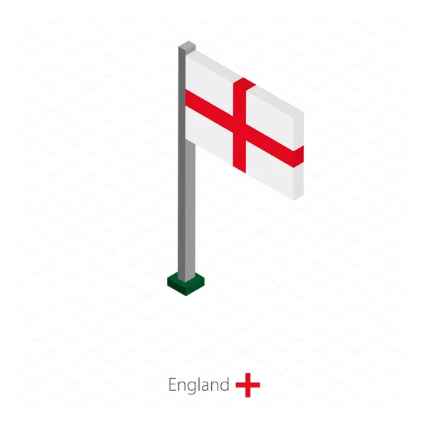 England Flag Flagpole Isometric Dimension Isometric Blue Background Vector Illustration — Stock Vector