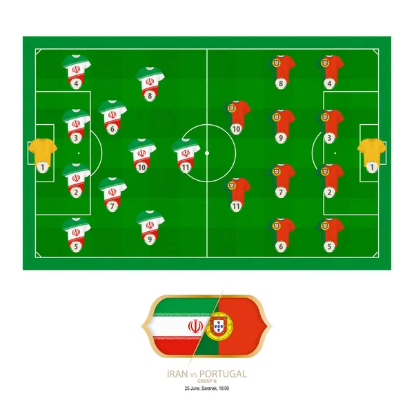 Fußballspiel Iran Gegen Portugal Iran Bevorzugte System Lineup Portugal Bevorzugte — Stockvektor