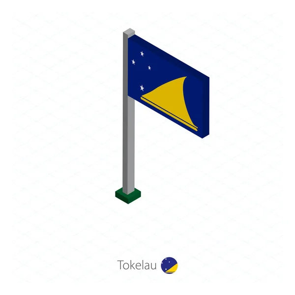 Bandera Tokelau Asta Bandera Dimensión Isométrica Fondo Azul Isométrico Ilustración — Archivo Imágenes Vectoriales