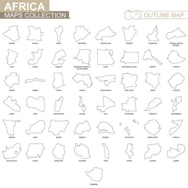 Anahat Afrika ülkeleri topluluğu, siyah çizgili vektör harita haritalar.