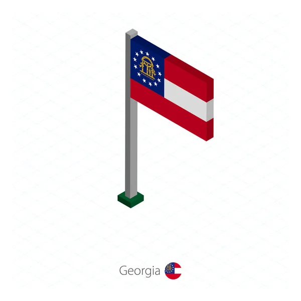 Georgia Bandera Estados Unidos Asta Bandera Dimensión Isométrica Fondo Azul — Archivo Imágenes Vectoriales
