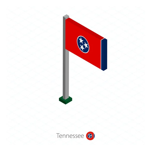 Теннессі Нас Державний Прапор Флагштока Ізометричної Розмірності Ізометричного Синьому Тлі — стоковий вектор