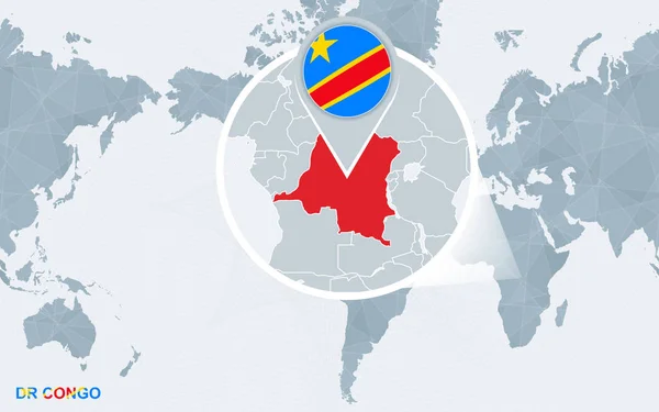 Mapa Mundo Centrado América Com Ampliada Congo — Vetor de Stock