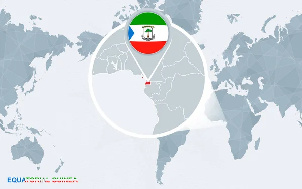 Weltkarte Zentriert Auf Amerika Mit Vergrößerter Äquatorialguinea — Stockvektor