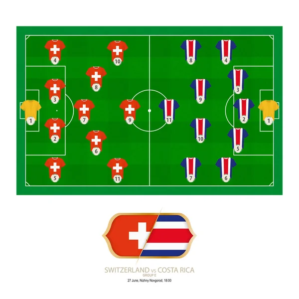 Fußballspiel Schweiz Gegen Costa Rica Schweiz Bevorzugte Costa Rica Bevorzugte — Stockvektor