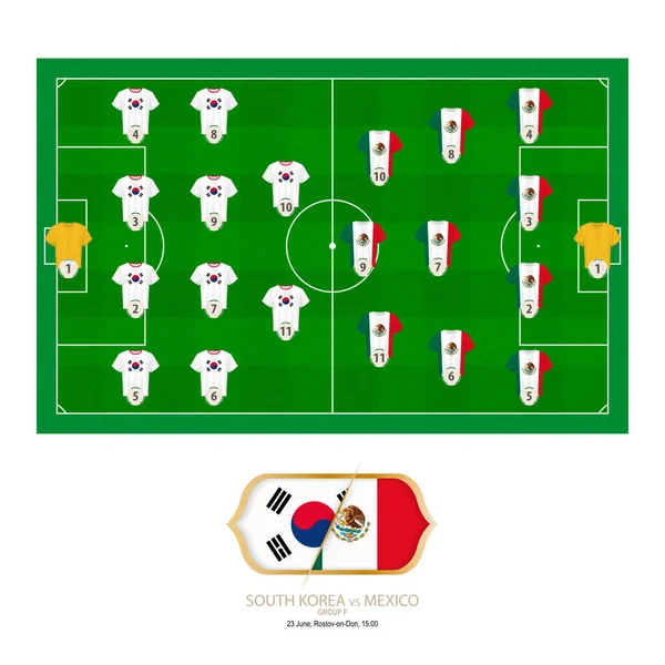 Partido Fútbol Corea Del Sur Contra México Corea Del Sur — Vector de stock