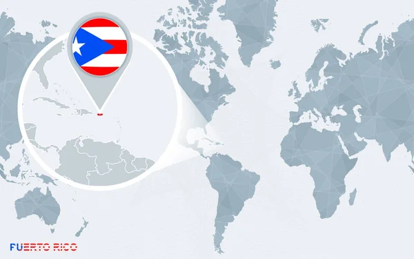Παγκόσμιος Χάρτης Που Επικεντρώνεται Στην Αμερική Μεγεθυμένο Πουέρτο Ρίκο Βραβευμένη — Διανυσματικό Αρχείο