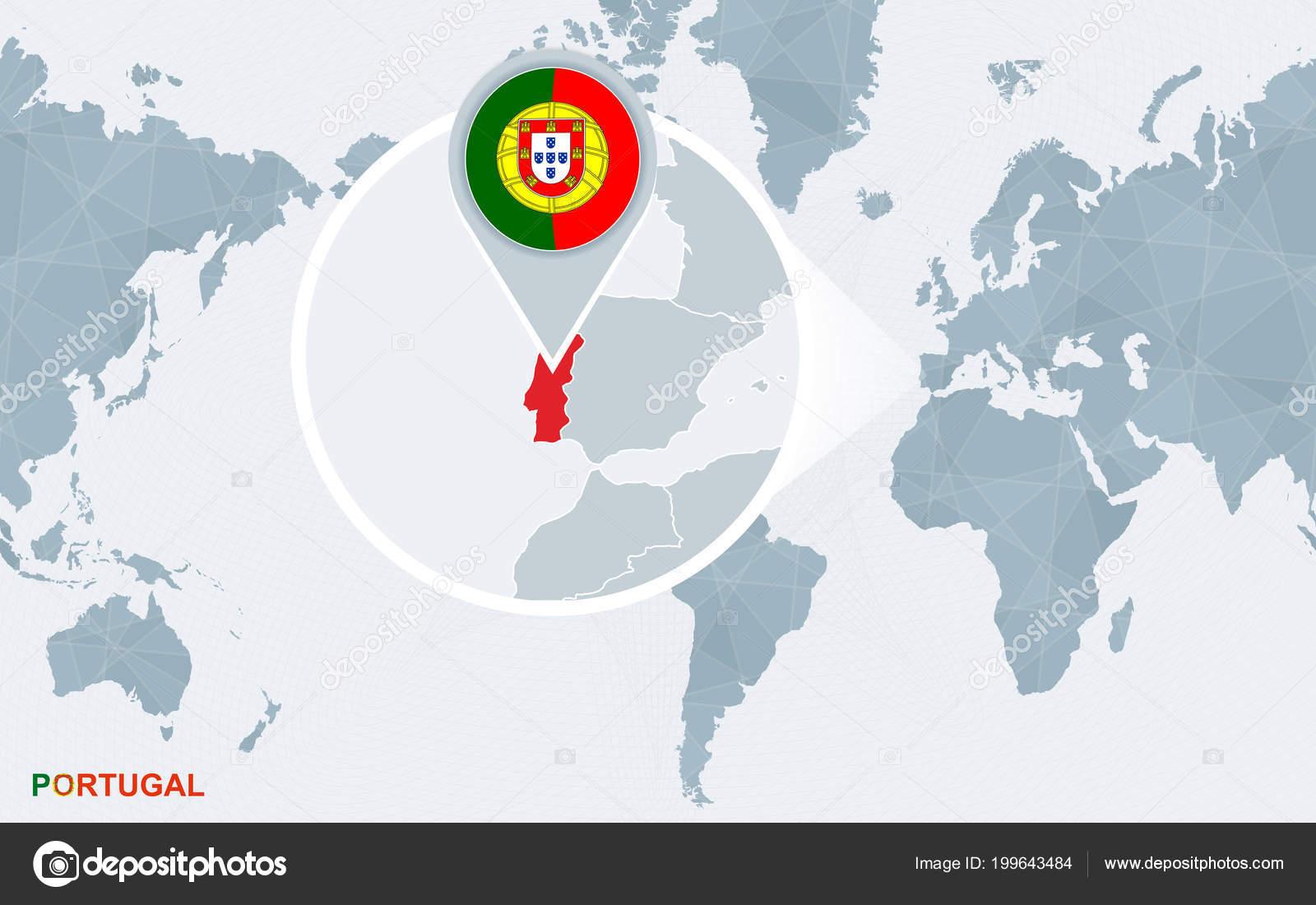 Portugal detalhou mapa administrativo azul com bandeira do país e  localização no mapa do mundo. imagem vetorial de gt29© 462206616