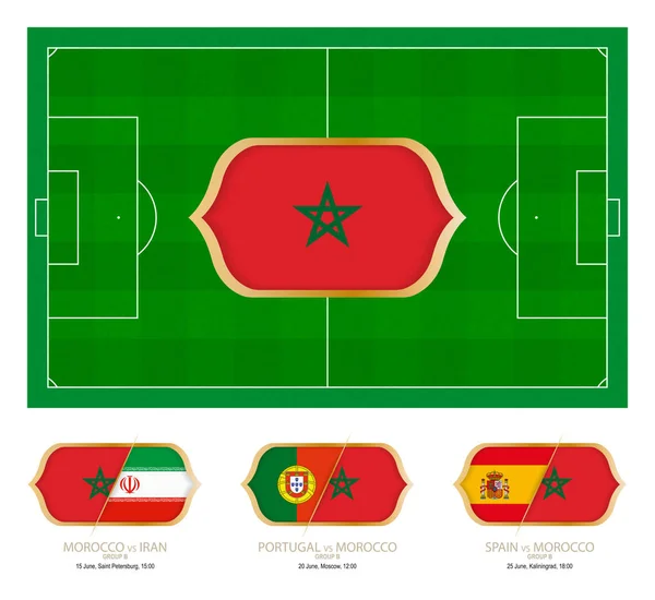 Todos Los Partidos Del Equipo Fútbol Marroquí Grupo — Vector de stock