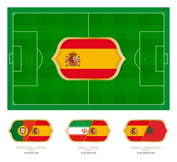 Todos Los Partidos Del Equipo Fútbol Español Grupo — Vector de stock